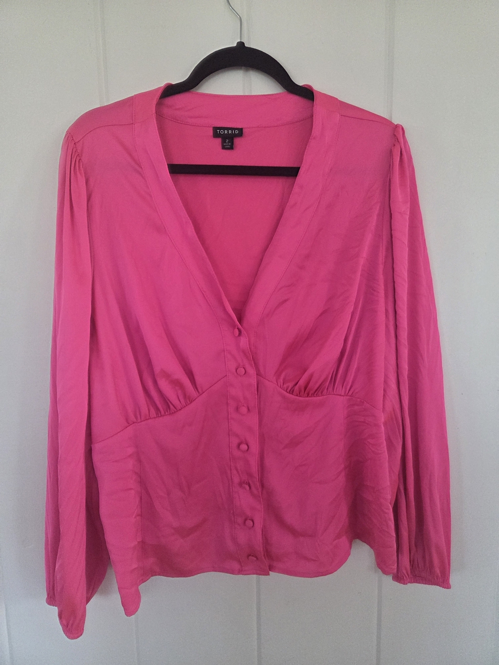 torrid Hot Pink V-Neck Button Front Blouse
